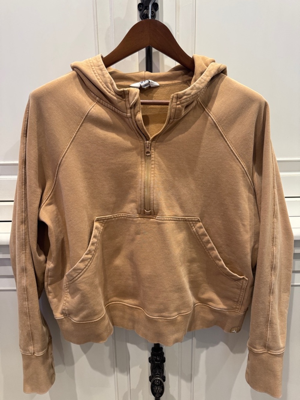 JoyLab Tan Half-Zip Hooded Sweatshirt
